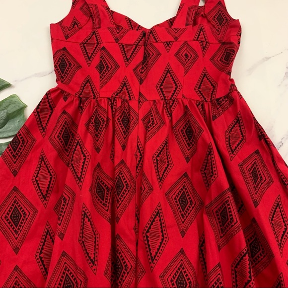 Nooworks red and black diamond print fit and flare retro dress with pockets - Picture 10 of 11